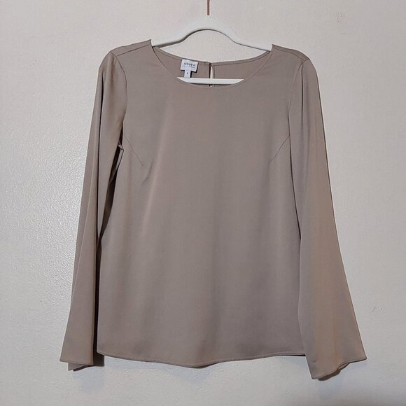 Armani Collezioni Silky Long-Sleeve Neutral Blouse - 4 - Picture 6 of 10